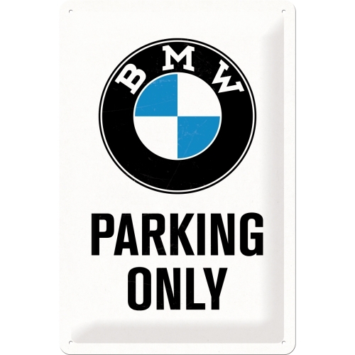 Tin - BMW - Parking Only White